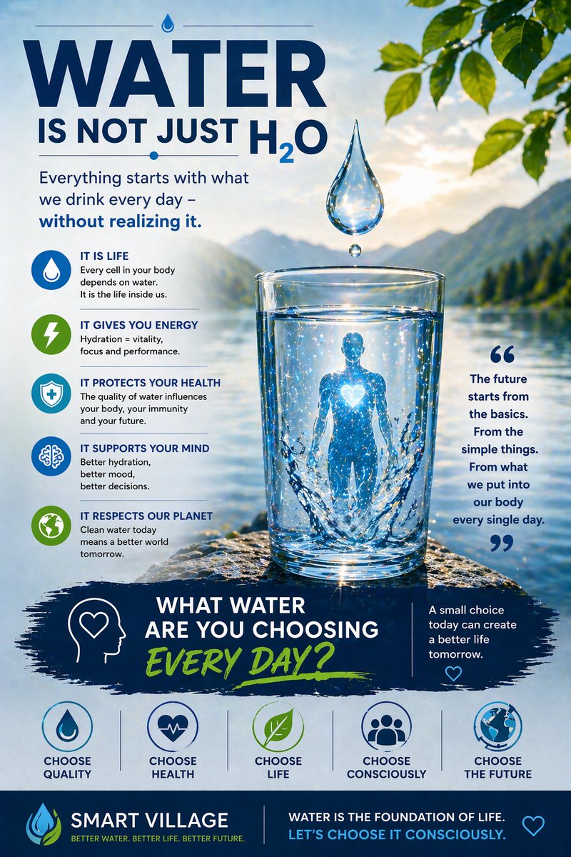 SmartVillage_Ro's tweet image. Water is not just H₂O.

It is the environment your body lives in.

Every cell depends on it.

👉 What water are you drinking every day?

💧

open.substack.com/pub/smartvilla…

#Water #Health #SmartVillage