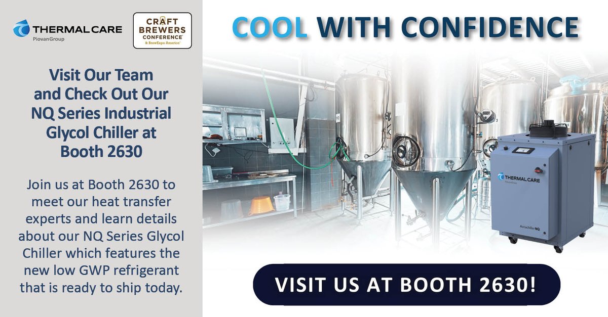 thermalcare1's tweet photo. We hope you're enjoying #CBC2026 by @BrewersAssoc! Don't forget to visit us at Booth 2630 to learn about our NQ Series #Glycol Chiller and other #processcooling solutions for your brewery systems: https://t.co/w6RBbdfsRO
#coolwithconfidence #sustainablesolution #industrialchiller https://t.co/mdqBuIvS6t