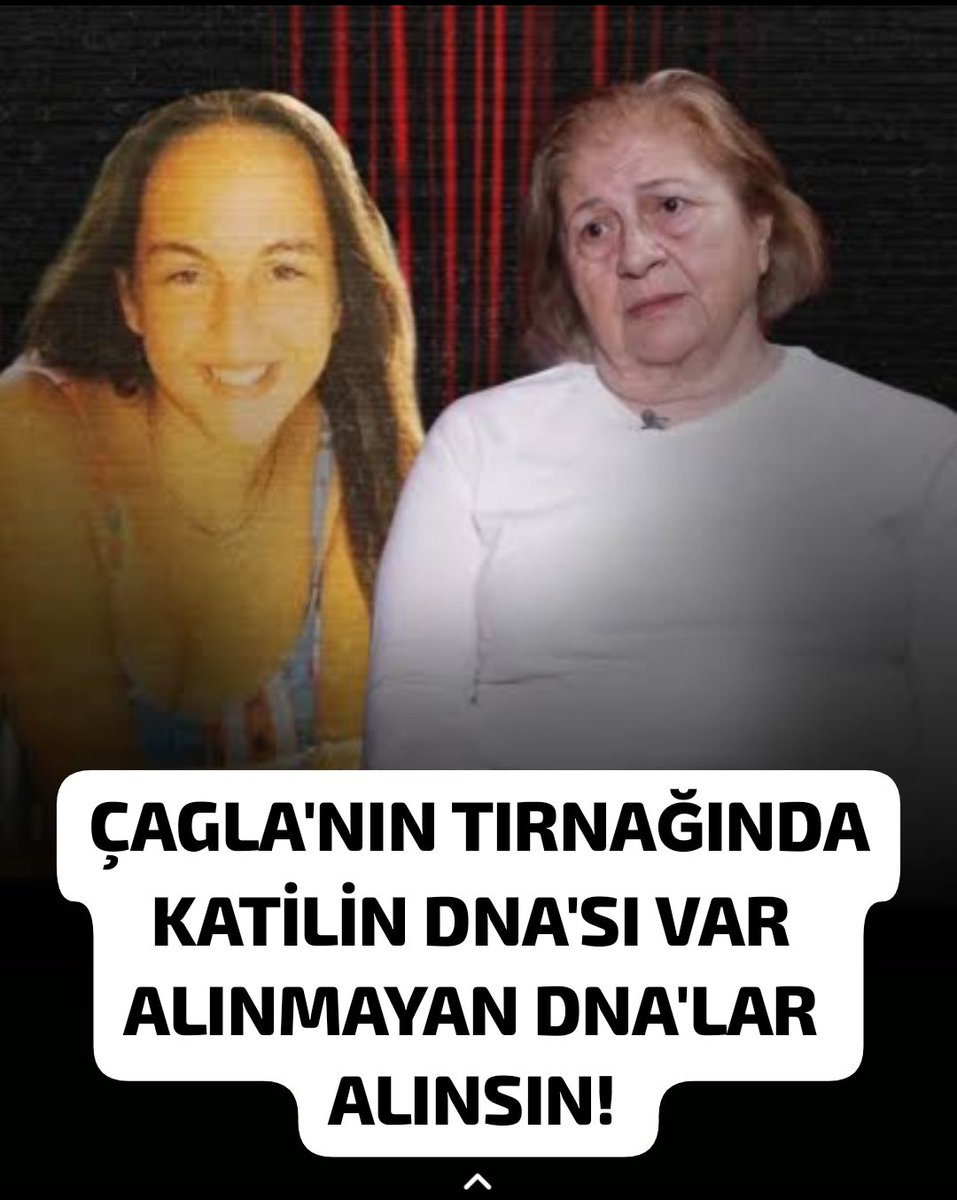 Çağla Tuğaltay, tırnağında katilin DNA'sını taşıyor. 

Apartmanda ve mahallede DNA'sı alınmamış kişiler var. 

Vahşice işlenmiş ve faili 26 yıldır bulunamamış bu cinayetin failinin bulunması için DNA alımının hızlanması lazım. 

Bu nedenle Sayın Adalet Bakanımız Akın Gürlek'in