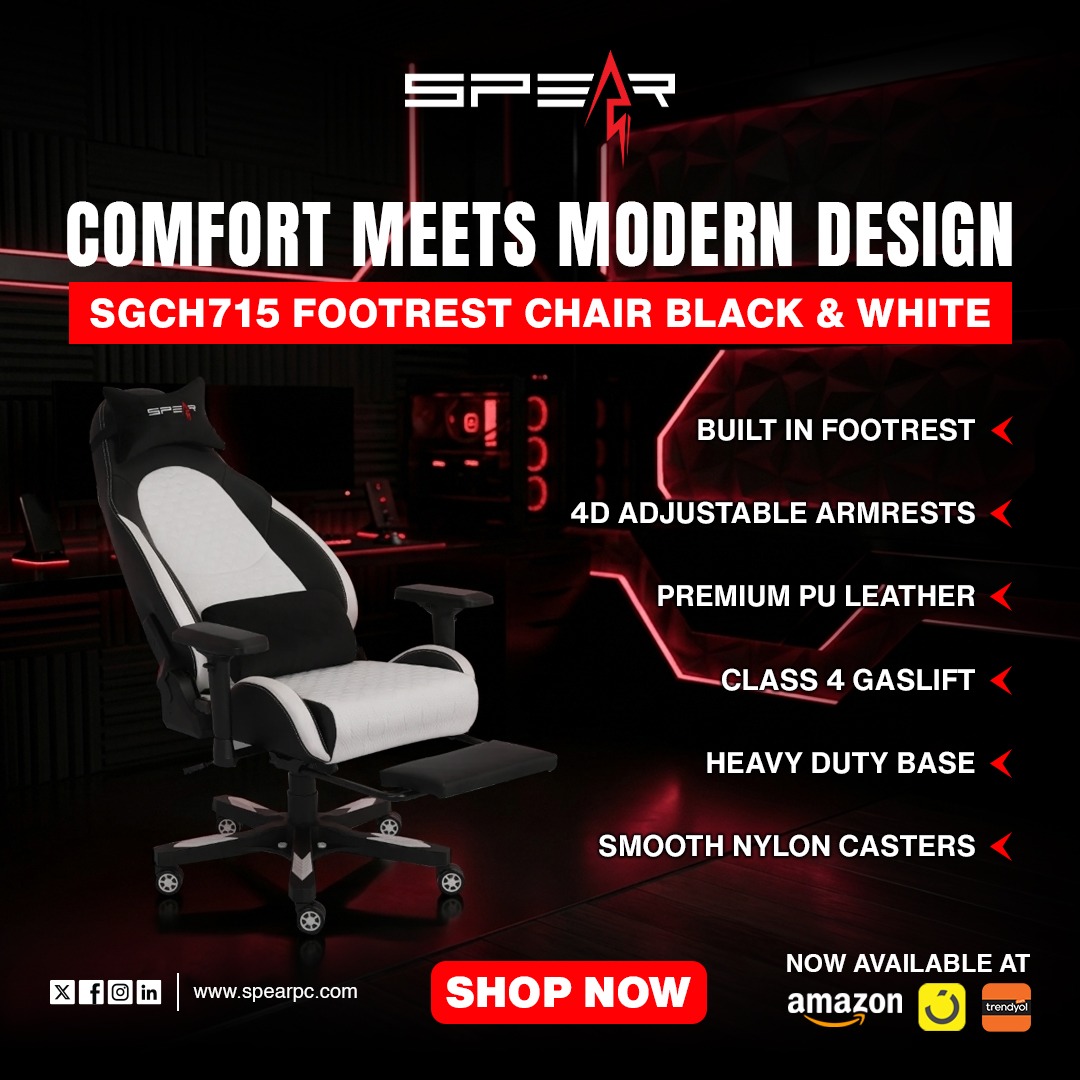 Spear_pc's tweet image. Your setup deserves better 🪑

SPEAR SGCH715 Footrest Chair
Built-in footrest | 4D armrests
Class 4 gaslift | PU leather

Work hard. Recline harder.

spearpc.com
Amazon | Noon | Trendyol

#GamingChair #PCSetup