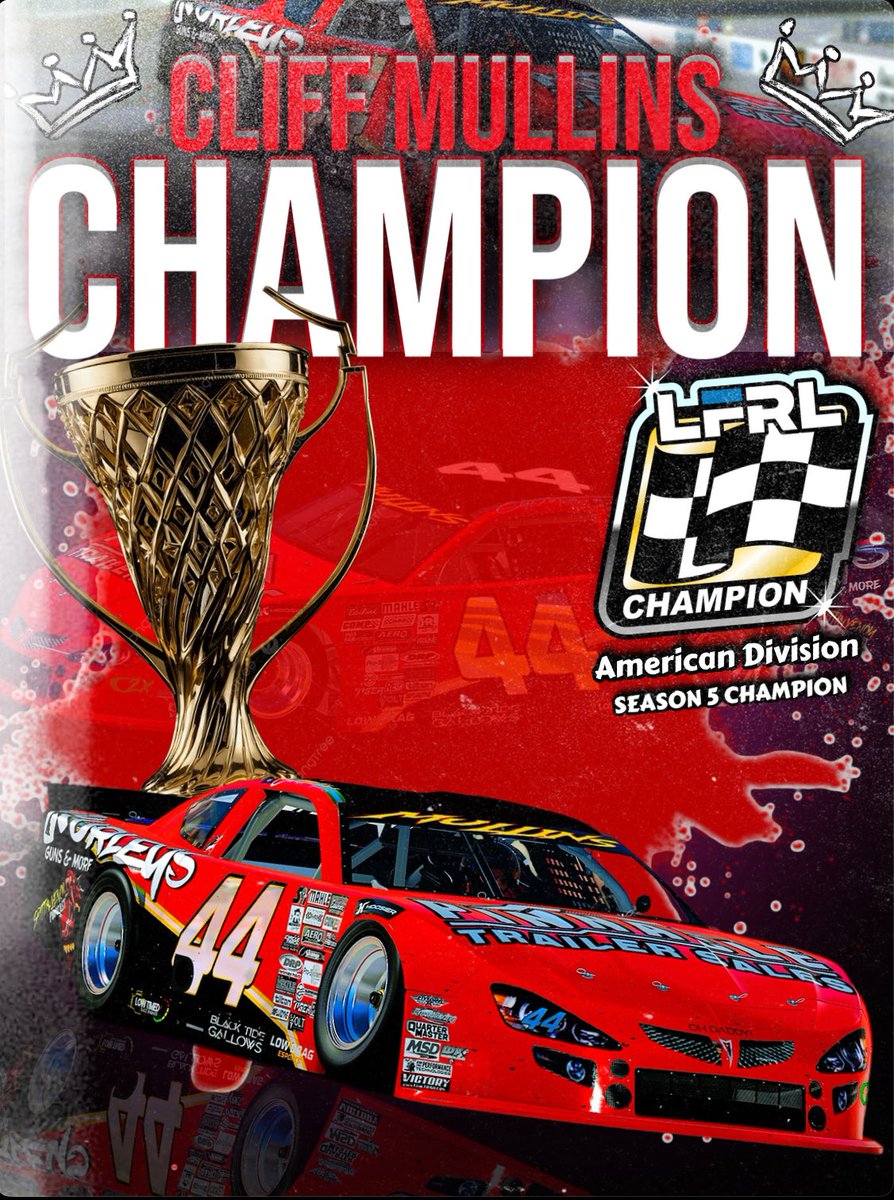 LeadFootRL's tweet photo. Cliff Mullins wins the LFRL American Division Championship over Hunter Carlson! With a win at Langley and consistent finishes the rest of the season, the sun sets with Cliff Mullins holding the trophy in a shower of champagne, soaking in his FIRST career LFRL Championship! https://t.co/d6TPO27uWV