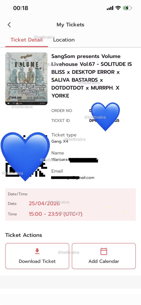 bellbrabra's tweet photo. ปล่อยบัตร volume livehouse vol.67 วันที่ 25/04/2026 - 1 ใบ ค่ะ
- 490 บาทค่ะ (ซื้อเป็นแพ็ค gang มาค่ะ)
- สนใจ DM ได้เลยค่า
#volumelivehouse #volumevol67 #solitudeisbliss #desktoperror #salivabastards #dotdotdot #murrph #yorke https://t.co/SZr8ADoFyr