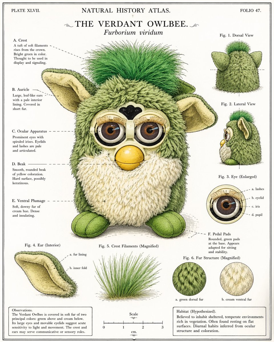 shinkiba_Y24's tweet image. スリーピーの図解ポスター🐰✨
（激Kawaiiすぎてツボ💚）
#ファービー
#AIイラスト
#AIart