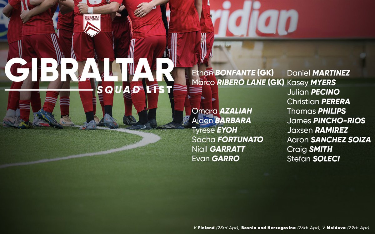 Your U17 Gibraltar Squad for the upcoming UEFA U17 European Qualifiers, where they will face Finland, Bosnia and Herzegovina &amp; Moldova 🇬🇮

#OneGibraltar