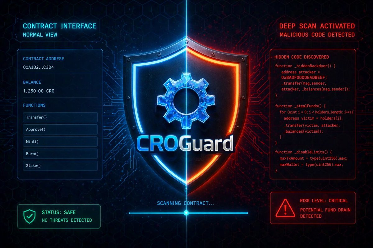 Before: "This contract looks safe, team is doxxed"
After: "This contract has a hidden 99% sell tax that activates after 24 hours"

The gap: your eyes vs automated scanning.

GoPlus API finds what code review misses. We run those scans free for signups because the #Cronos