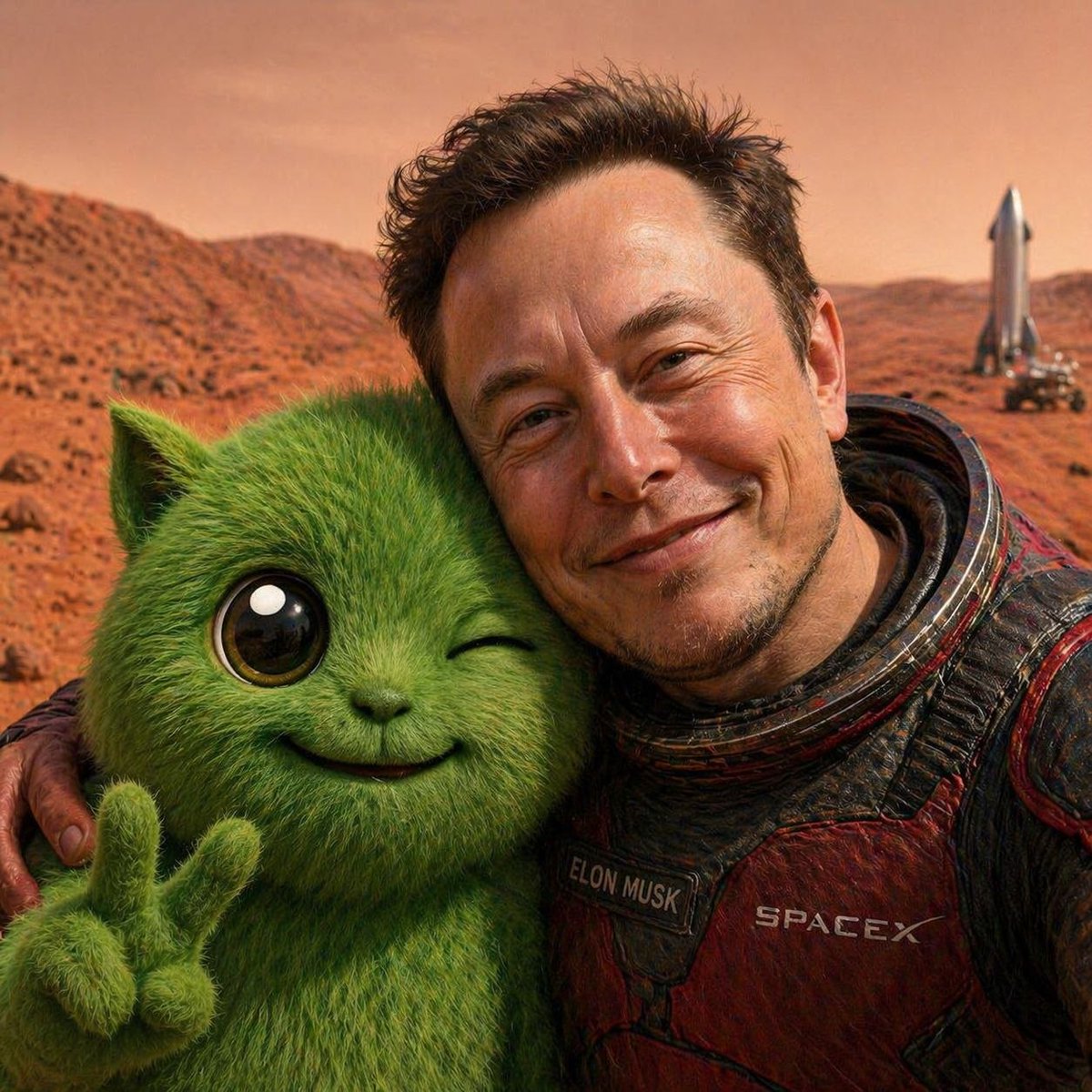 ErolMuskAvax's tweet photo. Today, @elonmusk landed on Mars in Falcon, and we even took a selfie together. 🚀📸... https://t.co/kiJiP0rE5x