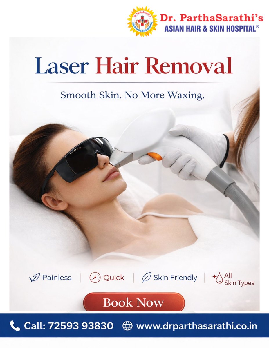 Drparthasarath1's tweet image. ✨ Smooth skin, no shaving or waxing!

Laser Hair Removal = painless, quick, long-lasting.

📞 72593 93830
🌐 drparthasarathi.co.in
#LaserHairRemoval #SmoothSkin #NoMoreWaxing #GlowUp #SkinCareIndia