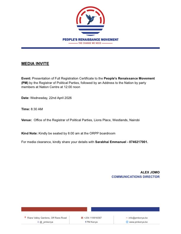 People's Renaissance Movement (PM KENYA) tweet media