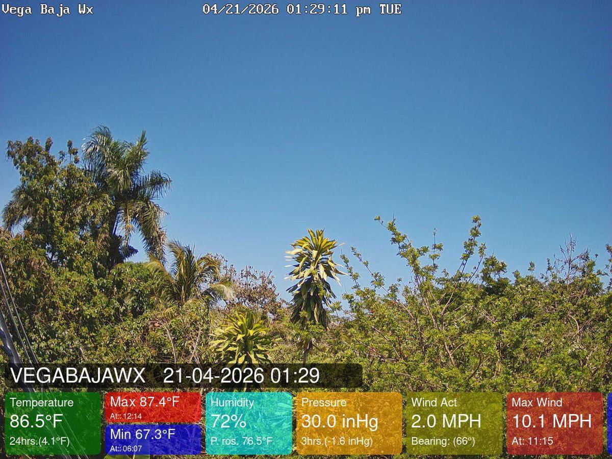 VegaBajaWx's tweet image. April 21, 2026 at 01:30PM Vega Baja #PuertoRico #weather #prwx #Wx