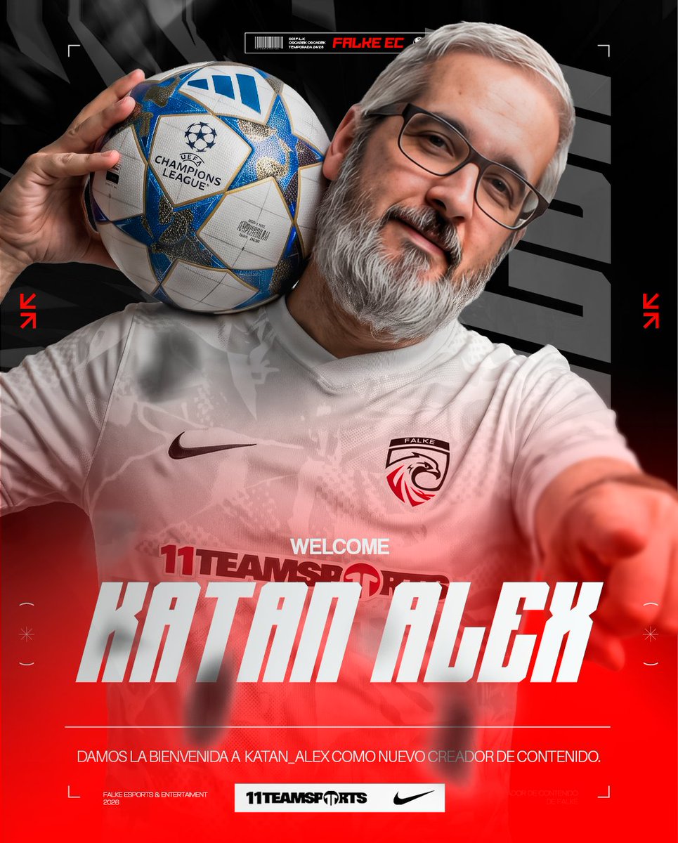 FALKE_EC's tweet photo. ¡Fichaje de lujo para la familia!⚽️

Damos la bienvenida a @Katanalex como nuevo creador de contenido de Falke EC🦅

Si buscas dominar el FC26, prepárate para los mejores directos🎮🔥

¡Bienvenido a casa! 👊 https://t.co/HL5EPB1QsO