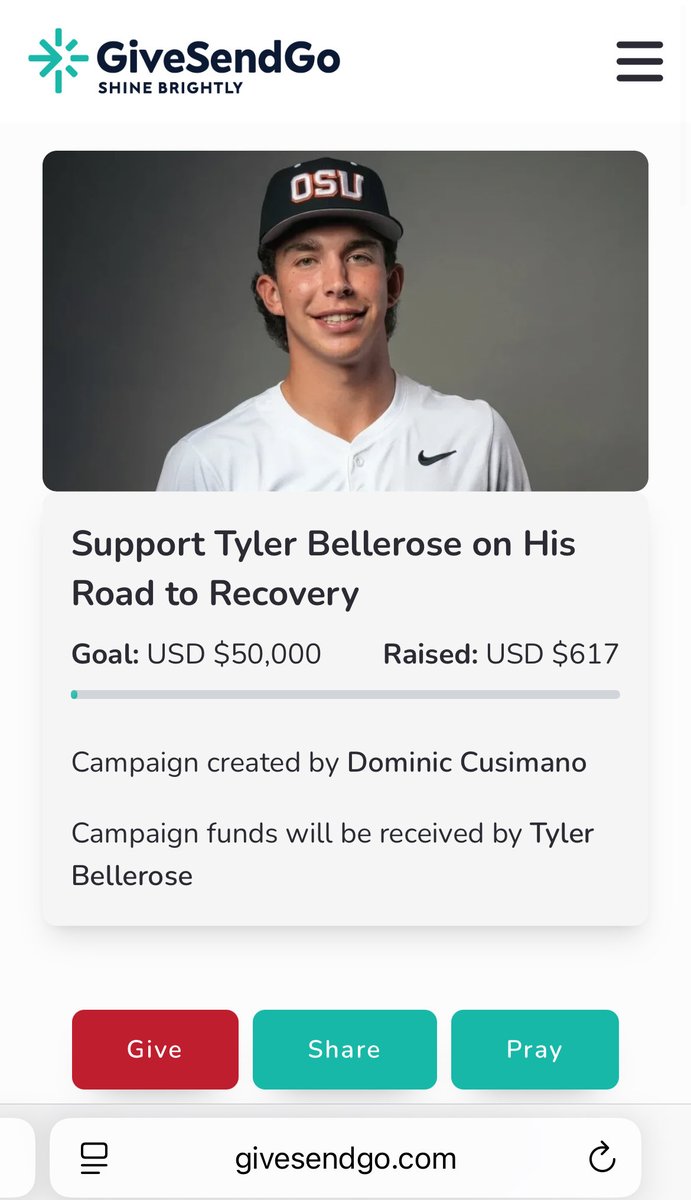 Oregon State Freshman, Tyler Bellerose, was severely injured in a car accident last week

Let’s show how powerful the College Baseball brotherhood is and rally together and support Tyler and his family on the road to recovery 

Dontate: givesendgo.com/bellerose-stro…