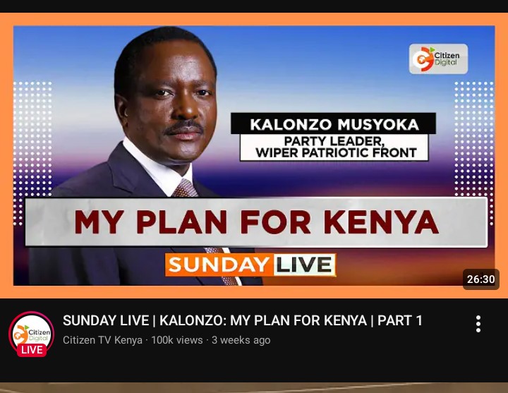 duemarkk's tweet photo. Hon. Kalonzo had a sit down with Jeff 3 weeks ago, only 100k people have watched that interview since. Hon. Dr. Fred Matiang'i had his interview a day ago and 127k people have already watched the interview.
That itself defines the two candidates. https://t.co/ZSLICuayWH