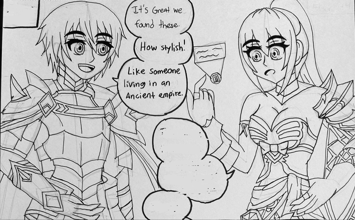 G187Zero's tweet photo. Drawing preview: Kirito and FMC wearing new armor https://t.co/vgvdYJpTTD