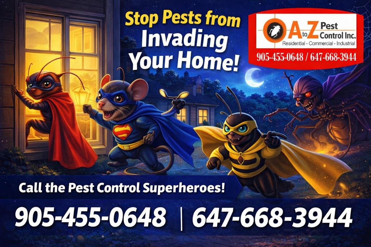 ranjith_sidhu1's tweet image. "Protect your home and garden from unwanted pests 🐜🌱. A to Z Pest Control keeps your spaces safe, clean, and worry-free."

   #AToZPestControl #BugFreeLiving #GardenSafe #FamilyFriendly #TorontoHomes #PestFreeSpaces #CleanSpacesHappyFaces #HomeCareExperts