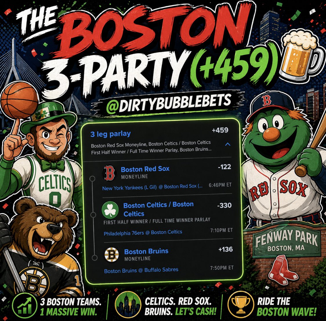 THE BOSTON 3-PARTY 🍻

Let's Run It Back Again 👀🔥

❤️ + ♻️ + 🗣️ = Tailing DBB

Sending 5 People My Full VIP Card 💎

Who's Riding With DBB Today?! 👇