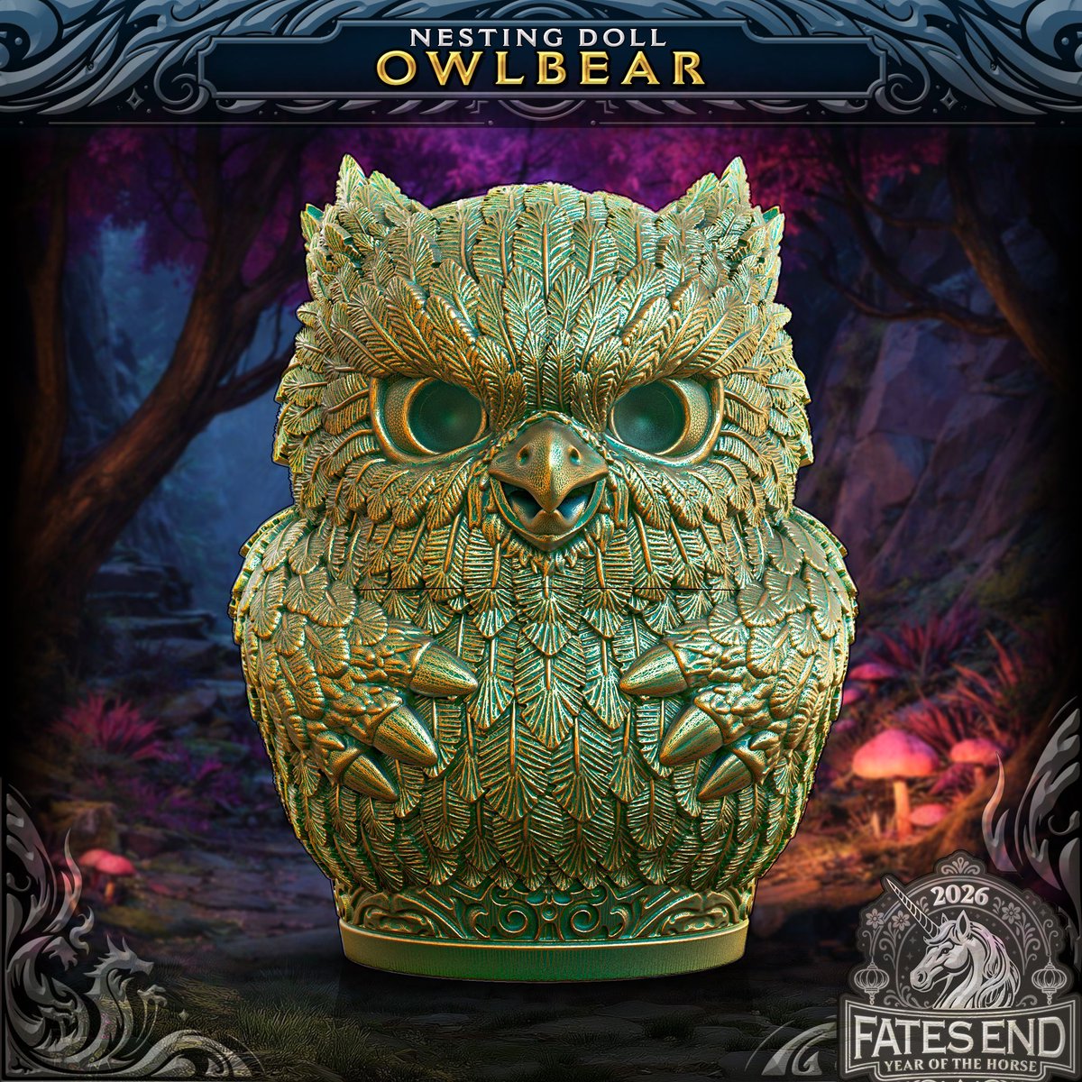 FatesEndGames's tweet image. One Owlbear for now...
We plan on creating more nesting dolls to fit with this doll as we go!
#FatesEnd #3dprinting #3dprinted #3dprint #3dprintable #3dprintingcommunity #stl #tabletopgaming #ttrpg #dnd #dnd5e #owlbear #nestingdoll #matryoshka #toydesign #makercommunity