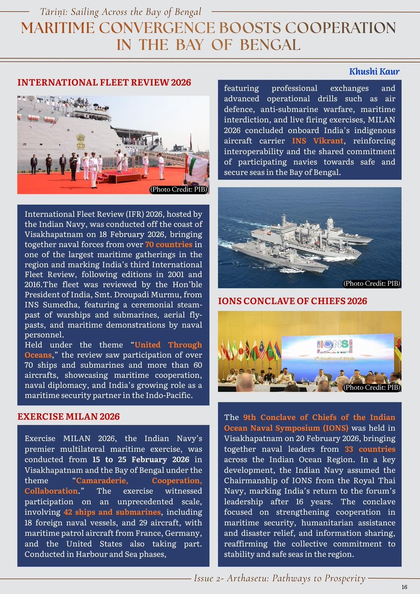 SIPS_NU's tweet image. As a proactive &amp;amp; preferred security provider in #IndianOcean, @indiannavy champions #security &amp;amp; prosperity across Bay of Bengal through maritime convergence &amp;amp; #cooperation. It exemplified this leadership through #InternationalFleetReview, #ExerciseMILAN &amp;amp; #IONS Conclave of Chiefs