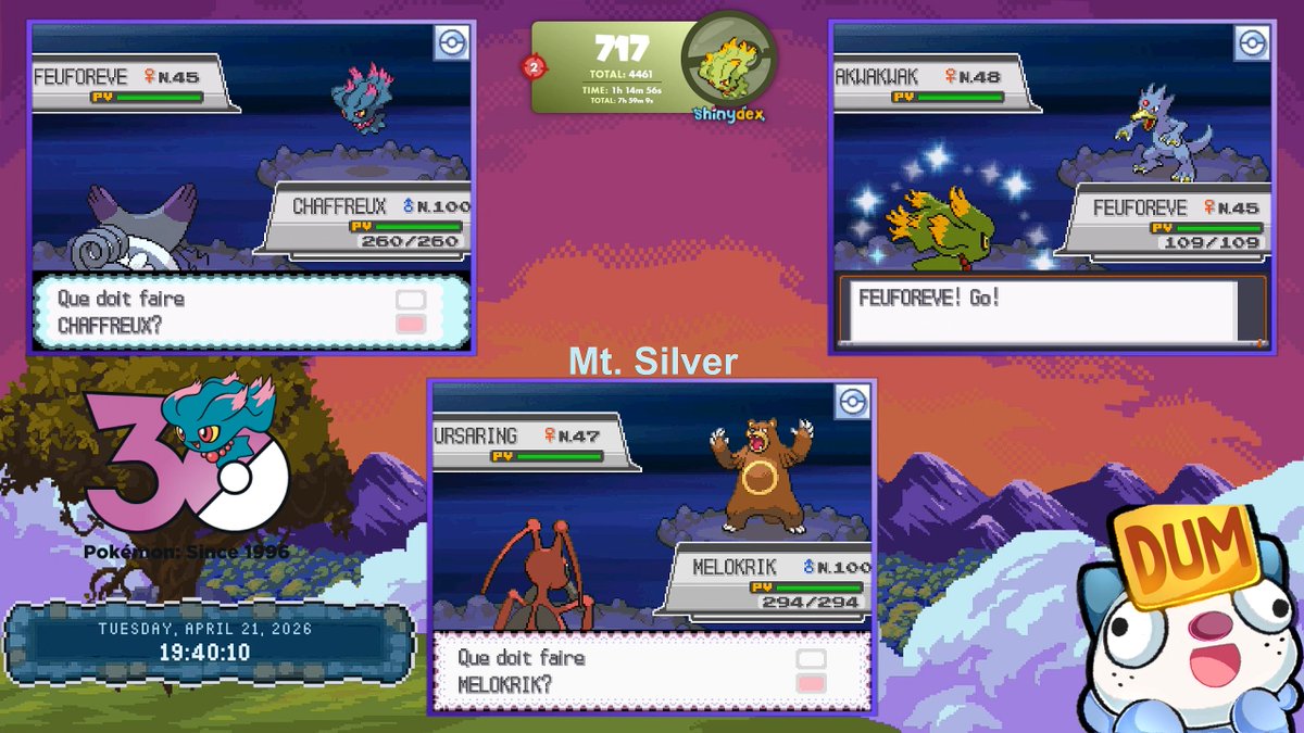 [Random Encounters 4G] ☆ Shiny Misdreavus ! After only 717 re's for this phase, and a little total of 4,461 ! Absolutely goated shiny ! #ShinyPokemon