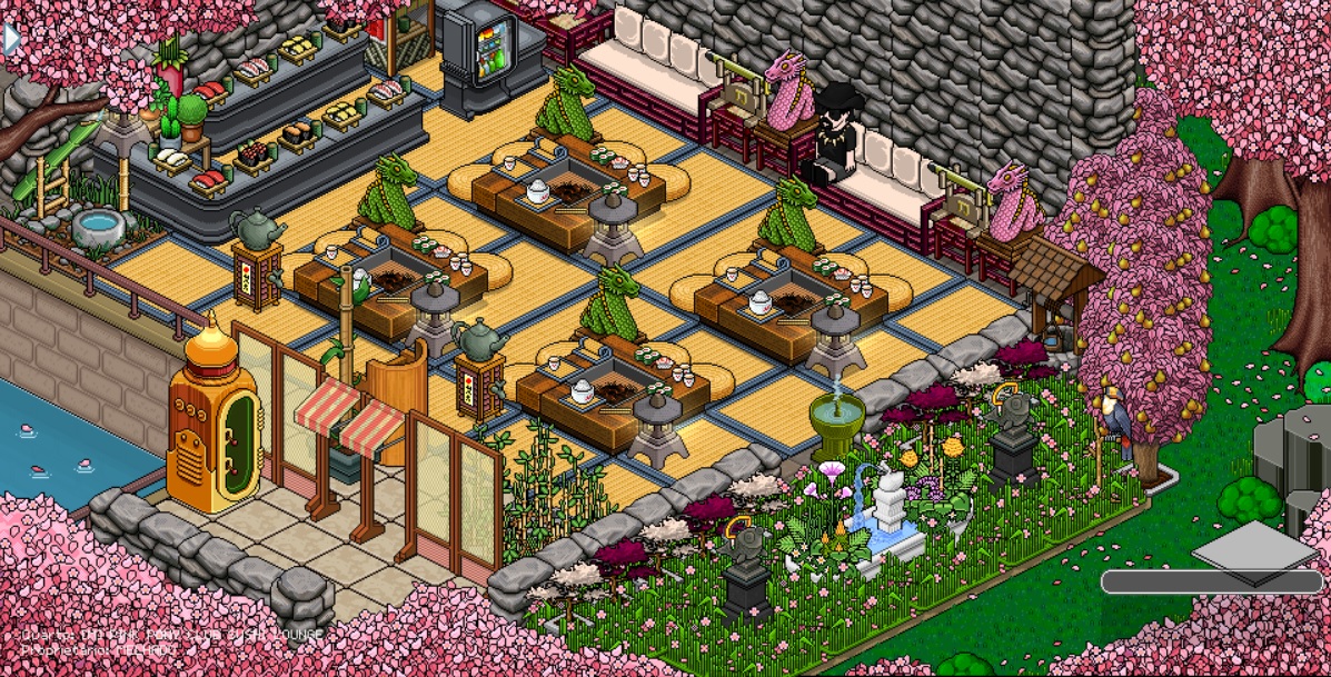 MelhadoOrigins's tweet image. 🌸 Escape to the Pink Pony Club: Sushi Lounge! 🥢

Pixelated luxury, dragons, and the best sushi in an impeccable Zen setting. Come relax under the cherry blossoms. ⛩️✨ 
#HabboOrigins #HabboBRPT #SushiLounge