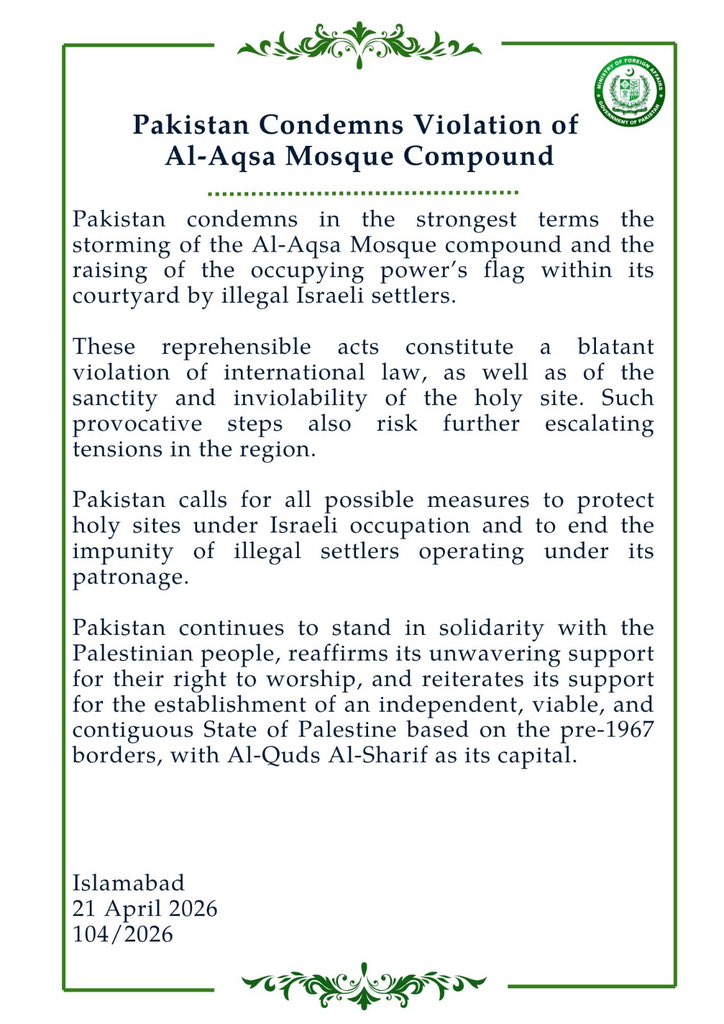 Ministry of Foreign Affairs - Pakistan tweet media