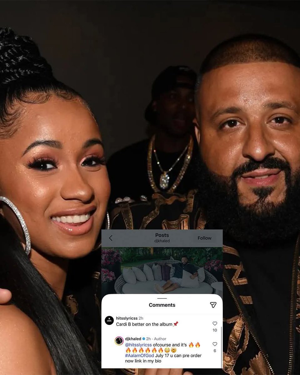 CelebBaddiesTea's tweet image. Big energy link-up 😮‍🔥

Cardi B x DJ Khaled 👀🔥

Fans already calling it…

“Cardi B better be on the album” 💯

And the response? 👀

Sounds like something is DEFINITELY cooking 🍽️🔥

#CardiB #DJKhaled #hiphop #rap #music