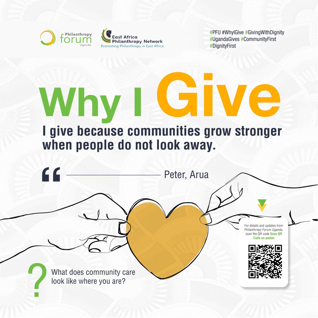 philanthropy_ug's tweet image. Why I Give ⁉️
“I give because communities grow stronger when people do not look away.” — Peter, Arua

Giving helps build communities where support feels possible, shared, and close to everyday life.

ℹ️instagram.com/philanthropyfo…

#PFU #WhyIGive