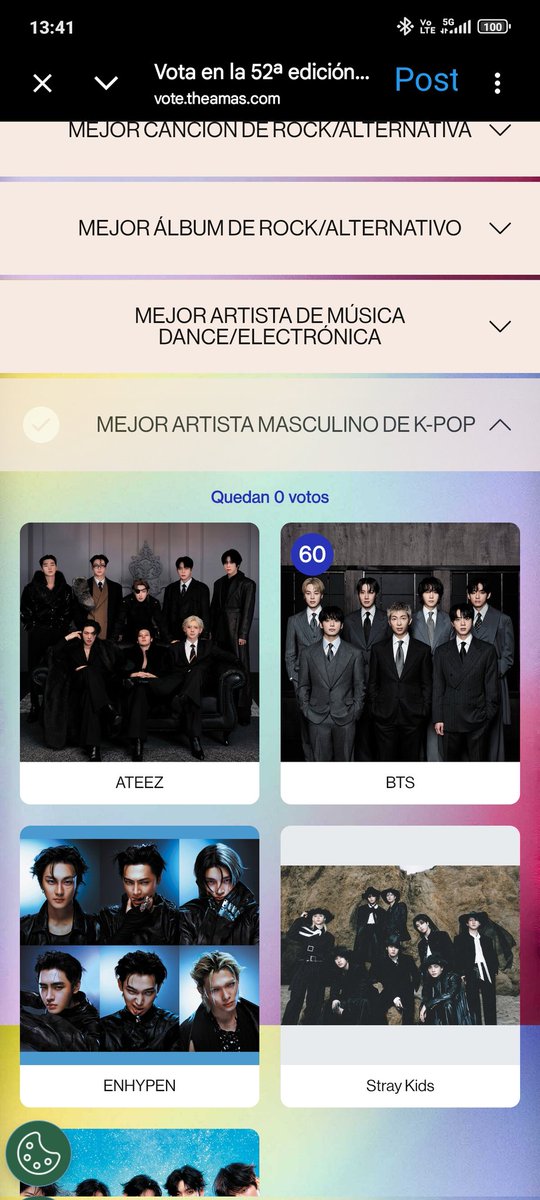 MariaJesusGY's tweet photo. @onlyARMYclvote @bts_bighit Votos listos en mis 3 cuentas 🫡💜 https://t.co/UYbd7TsKvy