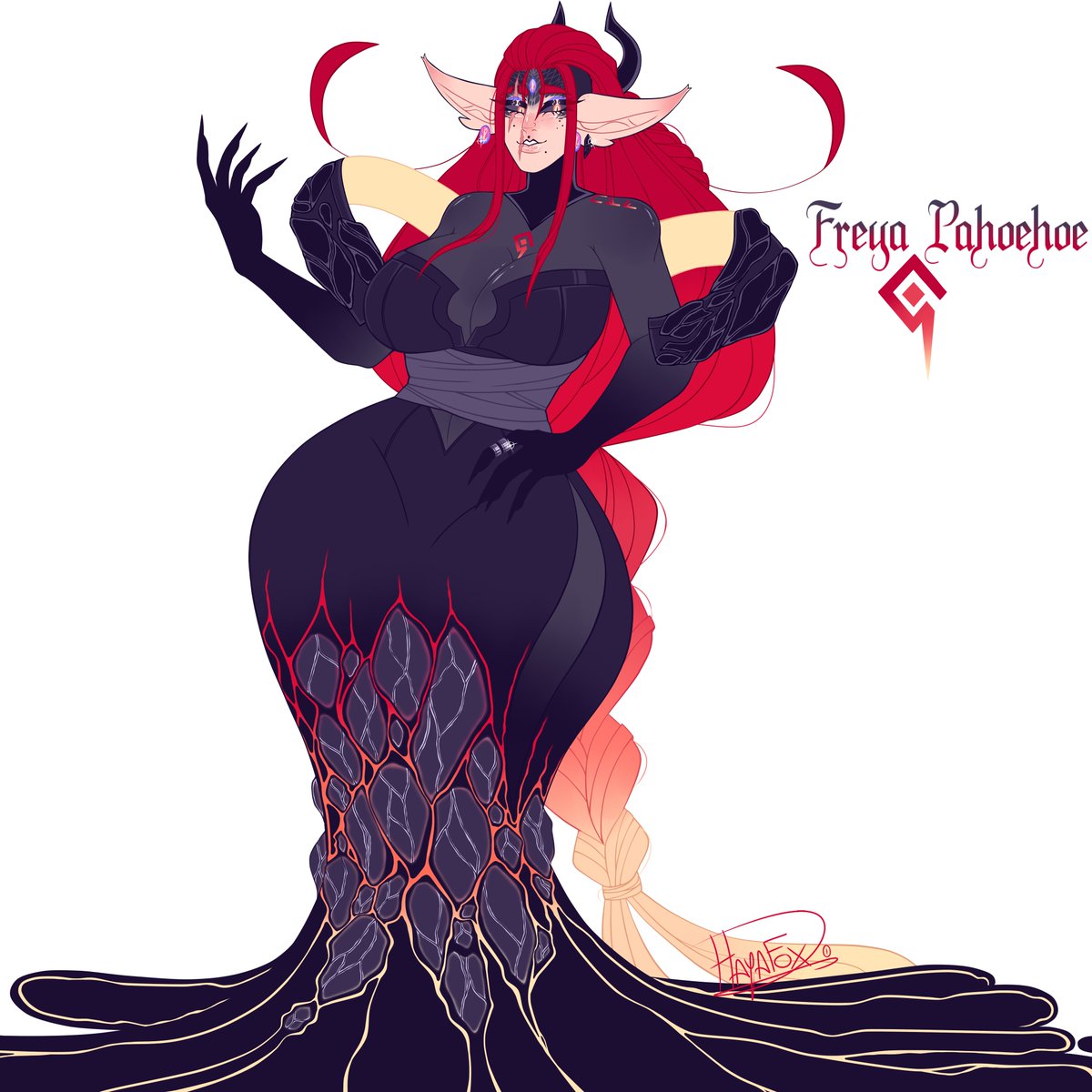 Hayakha10's tweet photo. 🌋FREYA PAHOEHOE🌋
The elemental of earth and magma, Freya was the first sister to emerge. Such was her power that she had to create runes to seal herself away from losing control, it is said that her power is so great she could split the earth in two
#originalcharacter #artshare https://t.co/TxTeNB9H1V