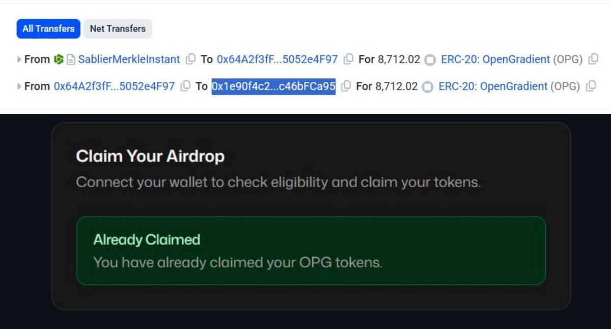 I just rescued his <a href="/OpenGradient/">OpenGradient (∇, ∇)</a> airdrop worth $2,000

his wallet was compromised so i ran my own script to outrun hacker and sent the tokens to his safe wallet against an active sweeper bot using delegation contract

tx rescue : basescan.org/tx/0x9e96c39c1…

if anyone else has been a