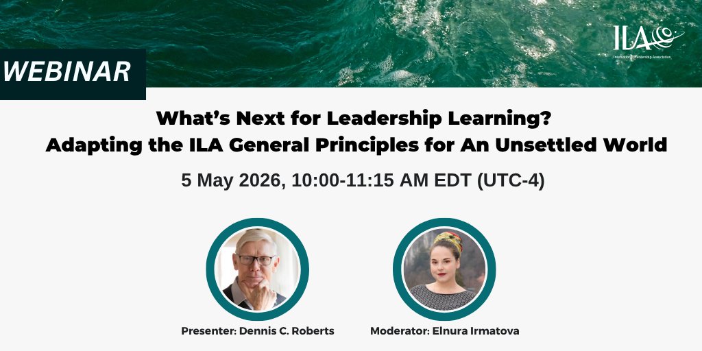 The_ILA's tweet image. #Leadershipeducation is at a crossroads. How must it evolve for today’s world? Join Dennis C. Roberts on 5 May for a FREE #webinar exploring innovation, reform &amp;amp; ILA’s 𝘎𝘦𝘯𝘦𝘳𝘢𝘭 𝘗𝘳𝘪𝘯𝘤𝘪𝘱𝘭𝘦𝘴 𝘧𝘰𝘳 𝘓𝘦𝘢𝘥𝘦𝘳𝘴𝘩𝘪𝘱 𝘗𝘳𝘰𝘨𝘳𝘢𝘮𝘴. bit.ly/4cnof6L