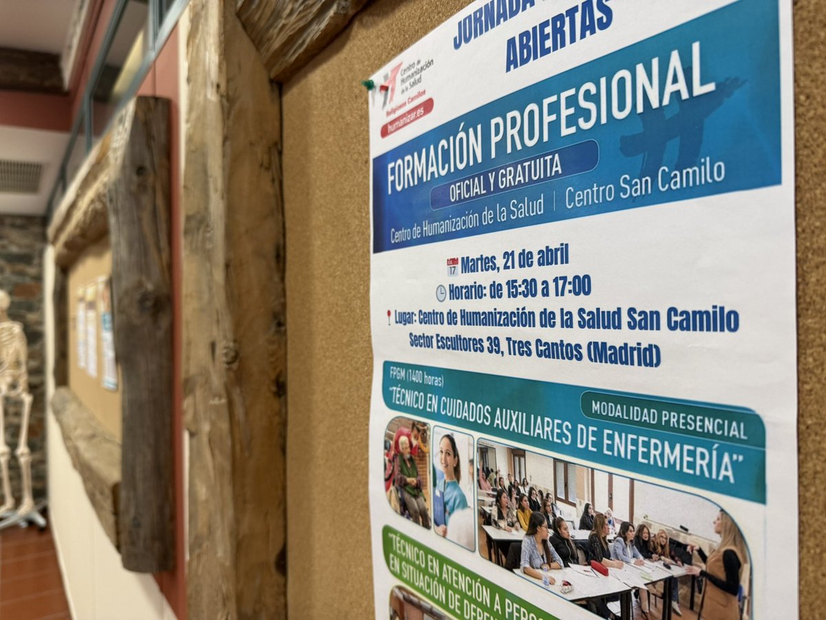 Humanizar_es's tweet image. Hoy hemos tenido la jornada de puertas abiertas para conocer la #FP San Camilo.

Si no has podido venir aquí tienes información sobre nuestros módulos: 
👩‍⚕️Auxiliar de enfermería 
👨🏻‍⚕️Atención a la Dependencia 

🔗humanizar.es/formacion/form…

#FormaciónProfesional #TresCantos