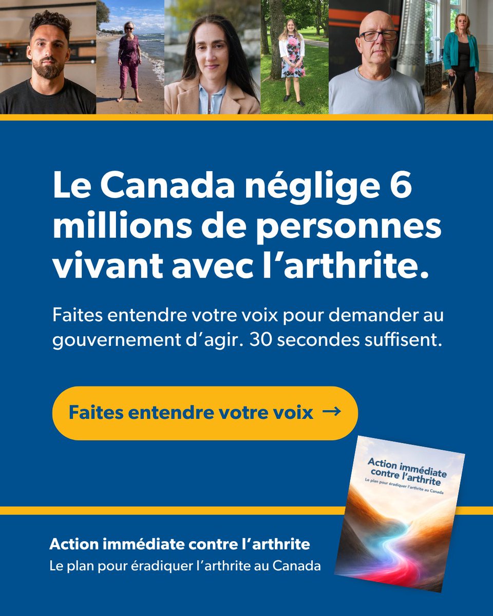 Societearthrite's tweet photo. ⚠️Au pays, 1 personne sur 5 vit avec l’arthrite. N’attendez pas. 

📈 D’ici 2045, ce sera presque 1 personne sur 4. 

Si ce n’est pas vous, c’est une personne que vous aimez. 

📢 Demandez mieux à votre gouvernement : https://t.co/WOWrTGPO8r https://t.co/vP4trtrBUb