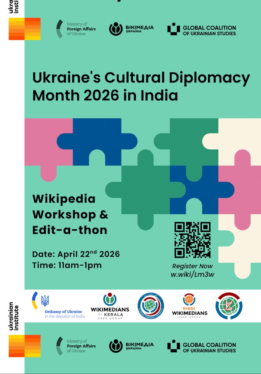 dcwwiki's tweet photo. In collaboration with @UkrembInd, @wikimediakerala, and several other Indic Wikimedia communities, we are excited to lead a Wikipedia workshop &amp; edit-a-thon at the Embassy in New Delhi. 

RSVP for offline event has closed, but we are still welcoming virtual participants. https://t.co/9chDPEuzsR