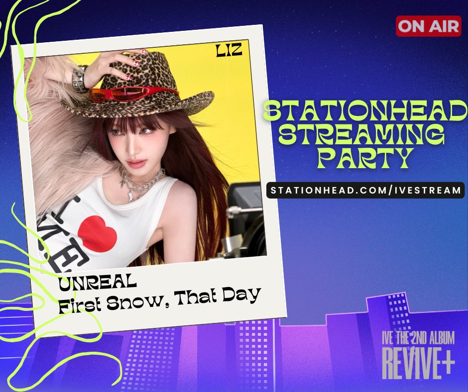 divestream_'s tweet image. 📻 UNREAL x BANG BANG Streaming Party 

'Cause this is our time, let's celebrate' 🎶

Join us on Stationhead &amp;amp; listen to Liz Solo songs together 
with the rest of REVIVE+ Tracks.

stationhead.com/ivestream

🎶 New OST today &amp;lt; First Snow, That Day&amp;gt; 

#IVE #LIZ #UNREAL