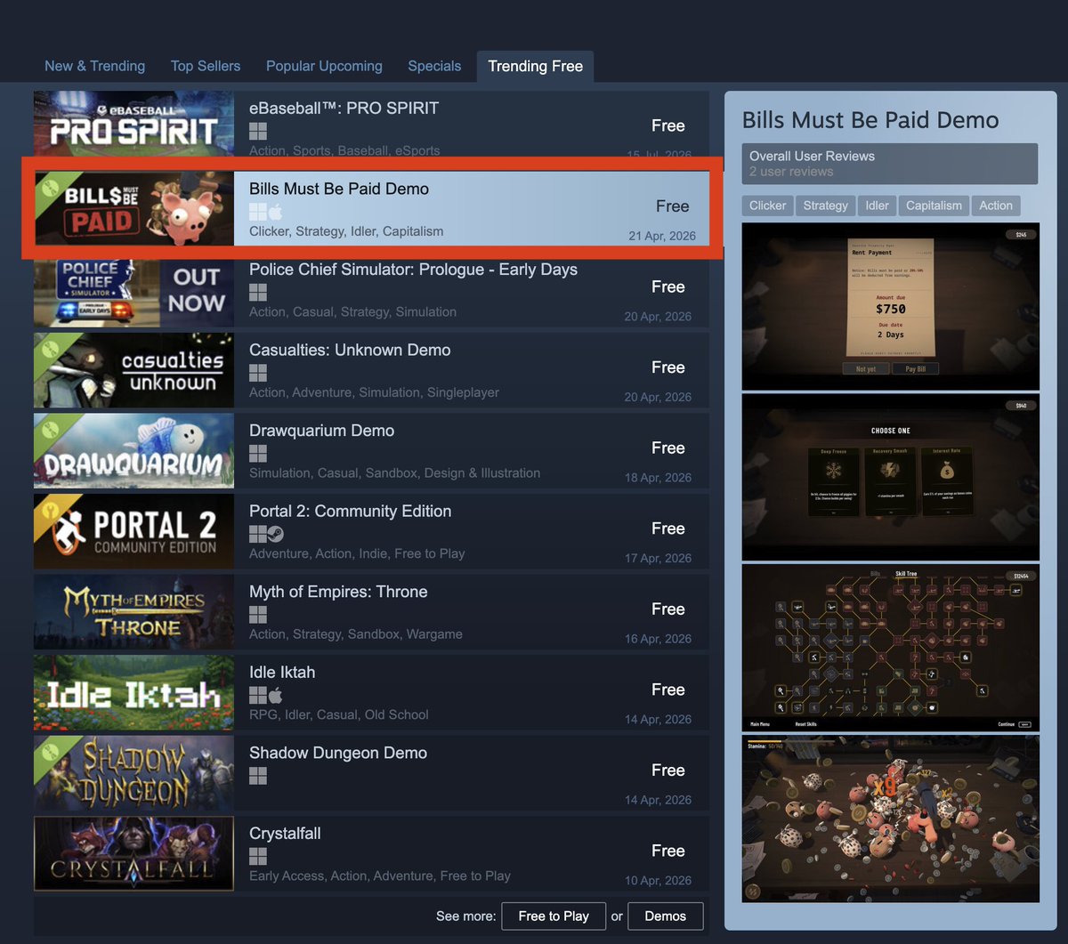 MikeRoxyGames's tweet image. omg, we are so excited :D... our Demo hit Trending Free🎉🥳
After months of working almost every waking hour, this is exactly the boost we need to keep pushing until release date :) 

#gamedev #indiegame #gamedevelopment #indiedev