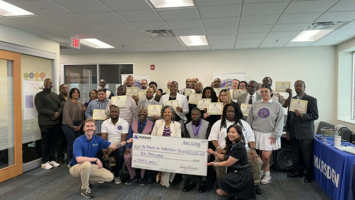 MarsdenUSA's tweet image. Marsden Services supported The Power of People Leadership Institute with a check presentation celebrating the graduation of its R.E.E.P. cohort. Programs like this help strengthen workforce development by creating pathways to employment.
#MarsdenServices #WorkforceDevelopment