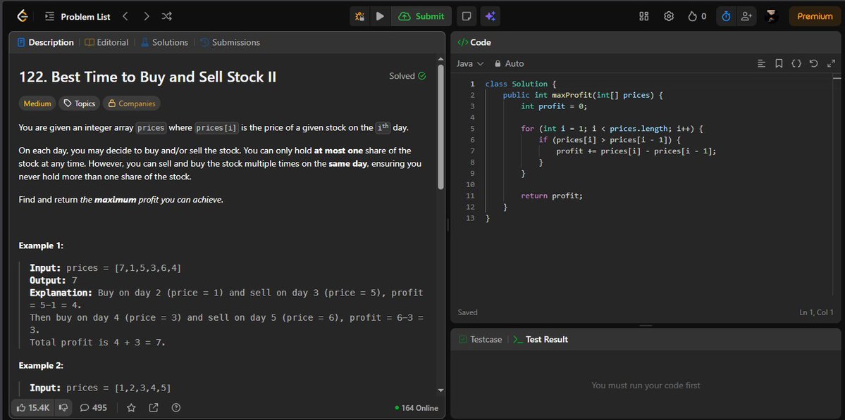 MayanksThakur09's tweet image. Day 34 of my #LeetCode journey 🚀

Solved Trapping Rain Water &amp;amp; Best Time to Buy and Sell Stock today.

Practiced two pointers, greedy thinking and optimization techniques.

Challenging problems but definitely leveling up 🔥

#100DaysOfCode #DSA #CodingJourney