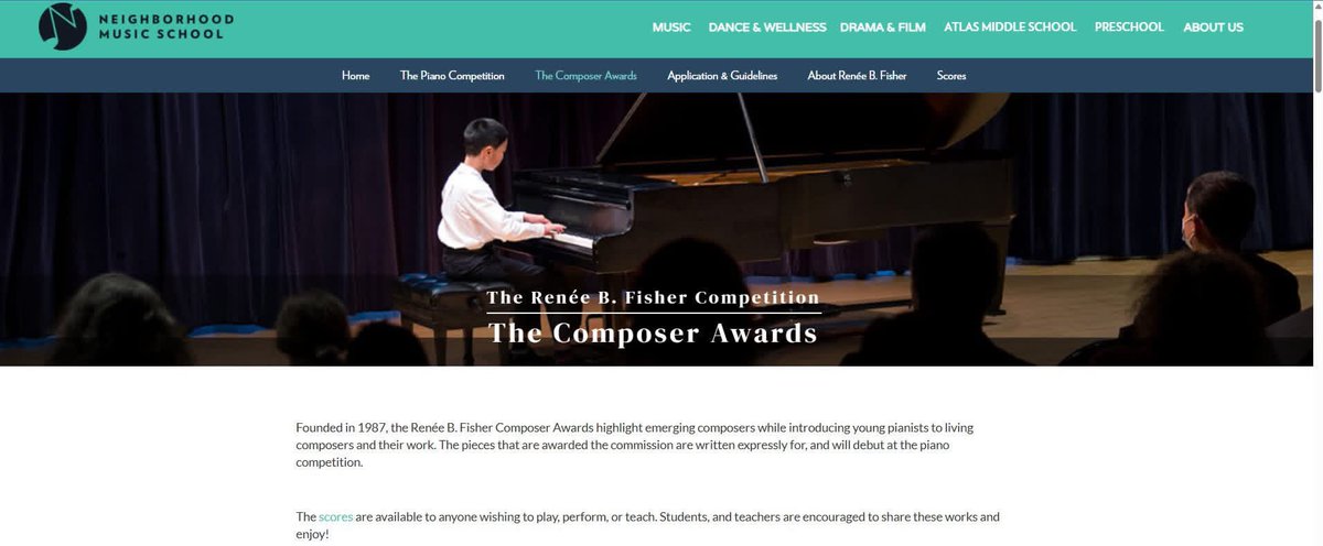 I have been named a winner of the Renée B. Fisher Composer Awards for 2027 – A Program of the Neighborhood Music School, New Haven, Connecticut.