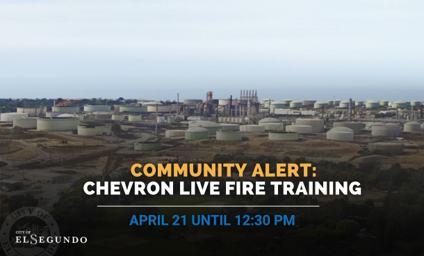 elsegundocity's tweet photo. The City has been advised that Chevron is conducting live fire training from now until approximately 12:30 p.m. Smoke may be visible but there are no hazards to the public. https://t.co/LytGEyrnwI