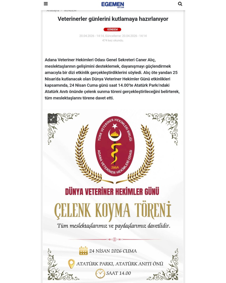 Adana Veteriner Hekimleri Odası tweet media