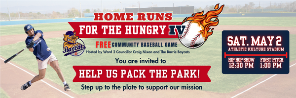 BarrieChamber's tweet image. ⚾ HOME RUNS FOR THE HUNGRY IV

Join us May 2 at Athletic Kulture Stadium for a FREE community baseball game supporting the Barrie Food Bank.

🕐 1:00 PM | 📍 Minesing
🎉 Family fun, silent auction + more

Help us pack the park: barriefoodbank.org/home-runs-for-…

#Barrie #SupportLocal