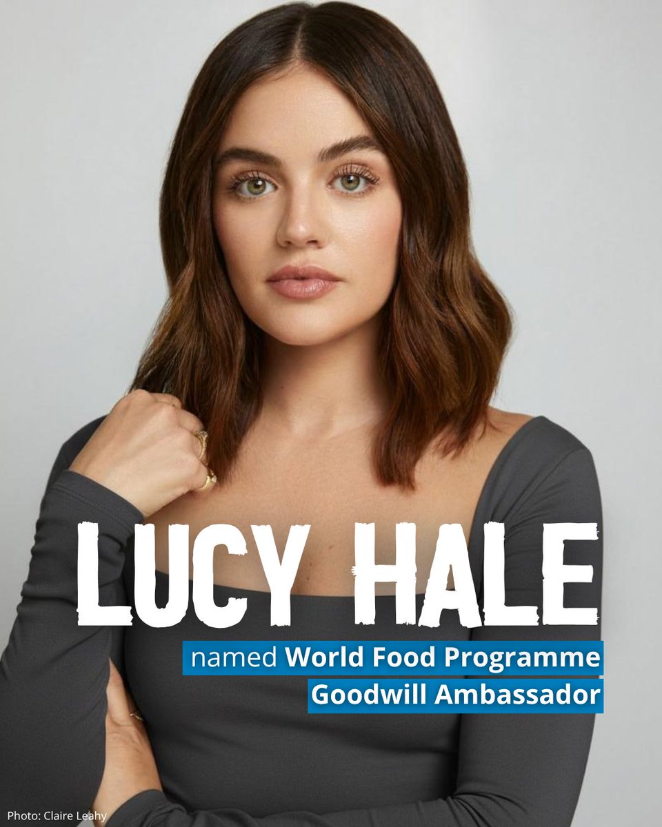 WFPUSA's tweet photo. 🎉  We’re thrilled to welcome world-renowned actress and producer Lucy Hale as the newest Goodwill Ambassador for @WFP! Lucy is a passionate advocate for women and children, with a deep commitment to food security, small-scale farmers, and children’s health. 💙 https://t.co/9Zd6vn22FK