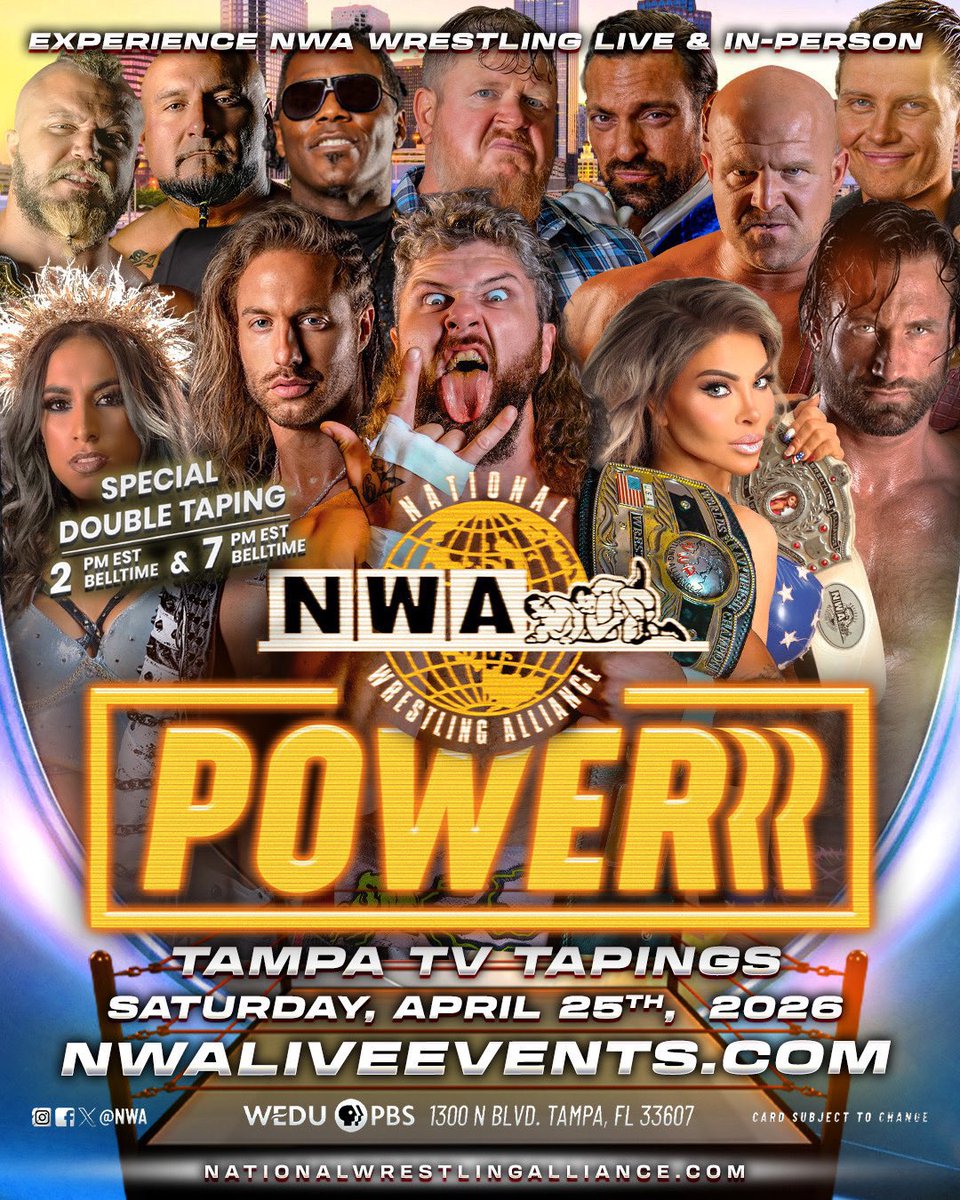 TheChicoAdams's tweet image. Which @nwa star(s) are you most looking forward to seeing in action this Saturday at the #NWAPowerrr Special Double Taping in Tampa at @wedupbs? #Retweet or #Comment with your answer!
.
🎟️ eventbrite.com/e/nwa-powerrr-…