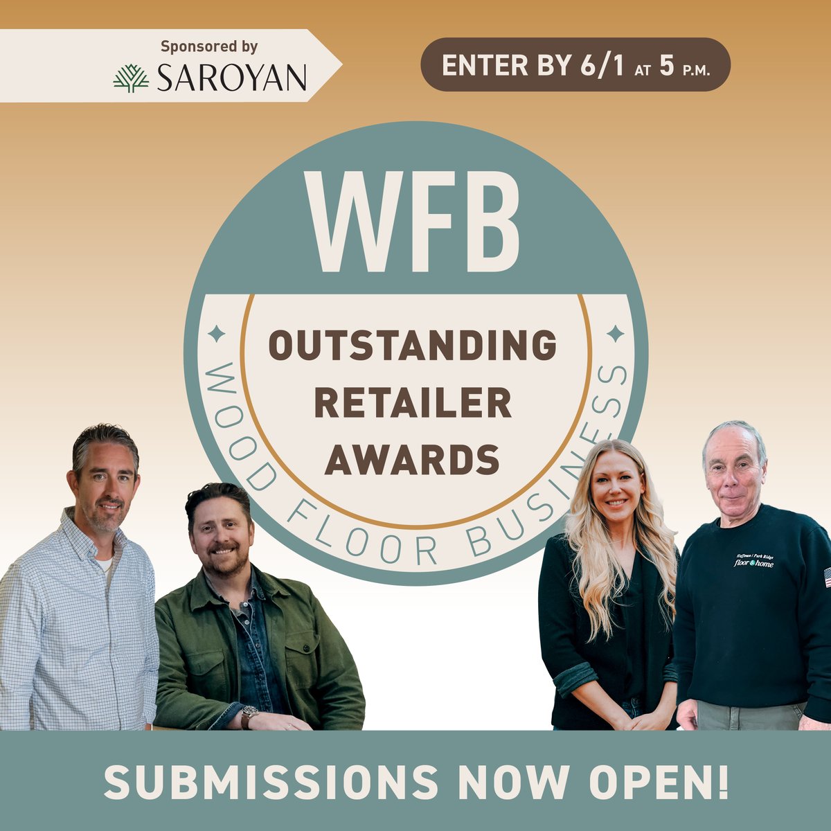 WFBusinessMag's tweet photo. 🏆 Is your wood flooring business setting the standard? Put it to the test. We’re looking for standout wood flooring retailers to recognize in the 2026 WFB Outstanding Retailer Awards.

Submit your entry today ➡️ https://t.co/j8u4cSitkI
Sponsored by: Saroyan https://t.co/LKFA2zn6gV