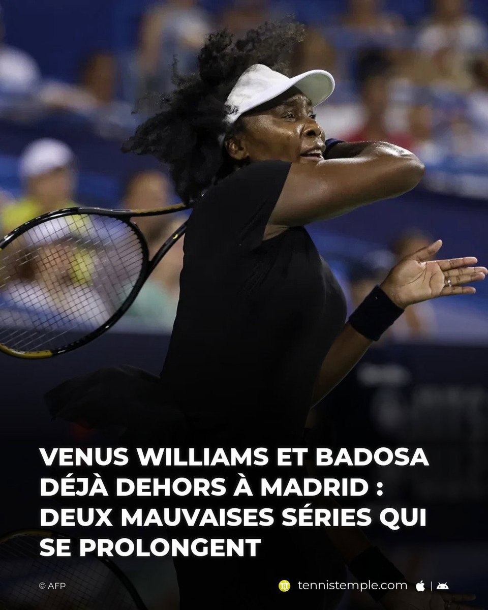 tennistemple's tweet image. À Madrid, Venus Williams et Paula Badosa ont vécu une journée compliquée. Battues dès leur entrée en lice, les deux invitées prolongent leurs mauvaises séries, tandis que Kaitlin Quevedo et Julia Grabher si… #Badosa #Grabher #Madrid #Quevedo #Williams

🎾 w.tennistemple.com/jJ6kt