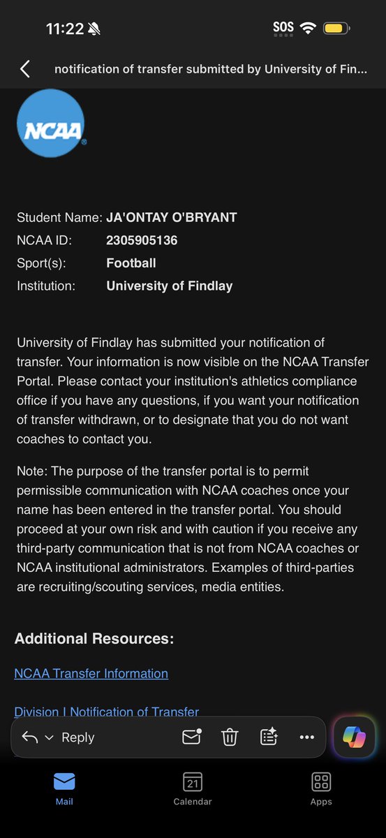 JaontayO's tweet photo. Thank you The University of Findlay
CB/DB
5’10 180
Redshirt Sophomore 
3/4 years of eligibility https://t.co/BHPRG5C34m