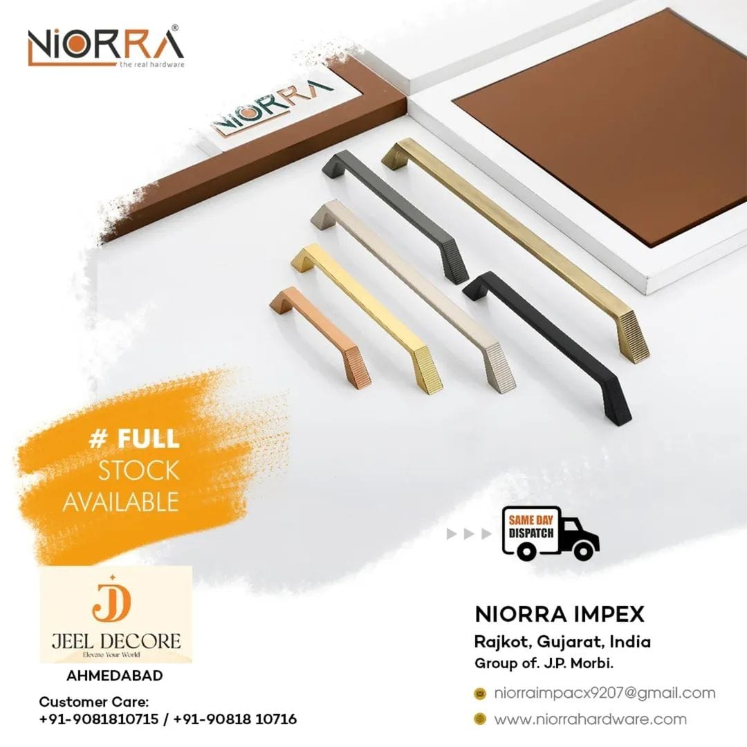 ViewHardware's tweet image. 𝗡𝗜𝗢𝗥𝗥𝗔 𝗜𝗠𝗣𝗘𝗫 (𝗥𝗮𝗷𝗸𝗼𝘁)

Contact:Mr Nirav Parmar 890 5555 288
Email:niorraimpex9207@gmail.com

Inquiry Via WhatsApp
Click:wa.link/z7whav

#cabinethandles  #concealhandle #knob #hardware #furniture #fittings
#hardwareviewdigital