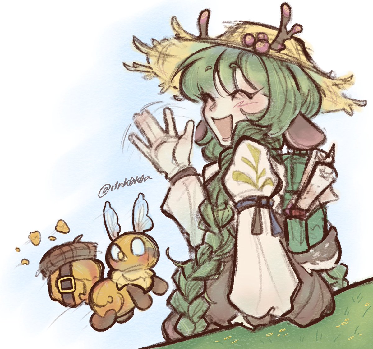 #minecraft #doodle #cute

Started playing modded Minecraft w/ friends and have been enjoying it so far!! q(≧▽≦q)
Taking a break and drew my character and the lil starbuncle I captured~ 🌿💚💚