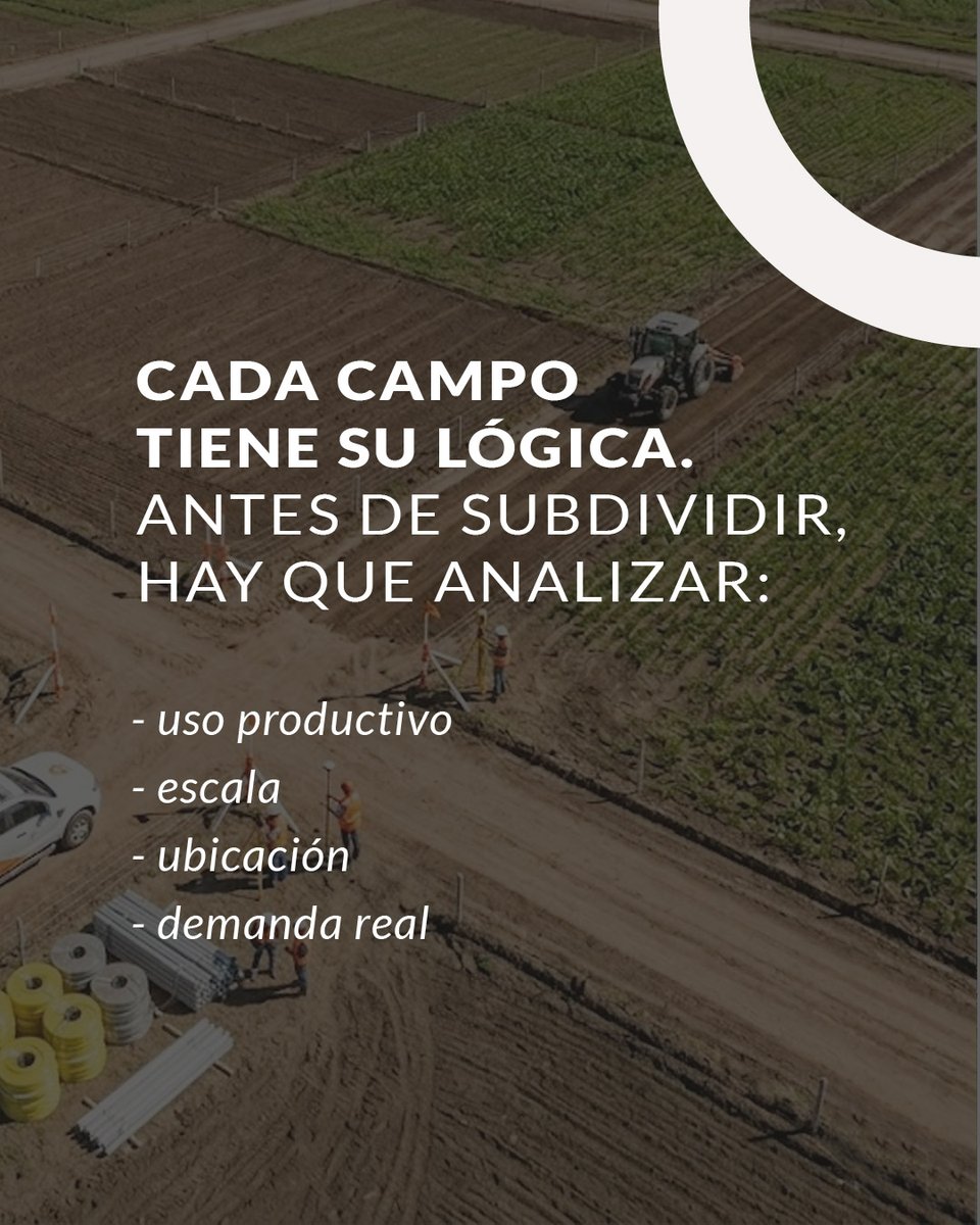 IndarCampos's tweet photo. Subdividir un campo puede ser una buena decisión.
O no.
Depende del tipo de campo, del uso y del objetivo, puede  potenciar el valor ó perder escala y funcionalidad.
Es una decisión estratégica.
Lo importante es entender qué tiene sentido para ese campo en particular. https://t.co/er1sS7X2FL