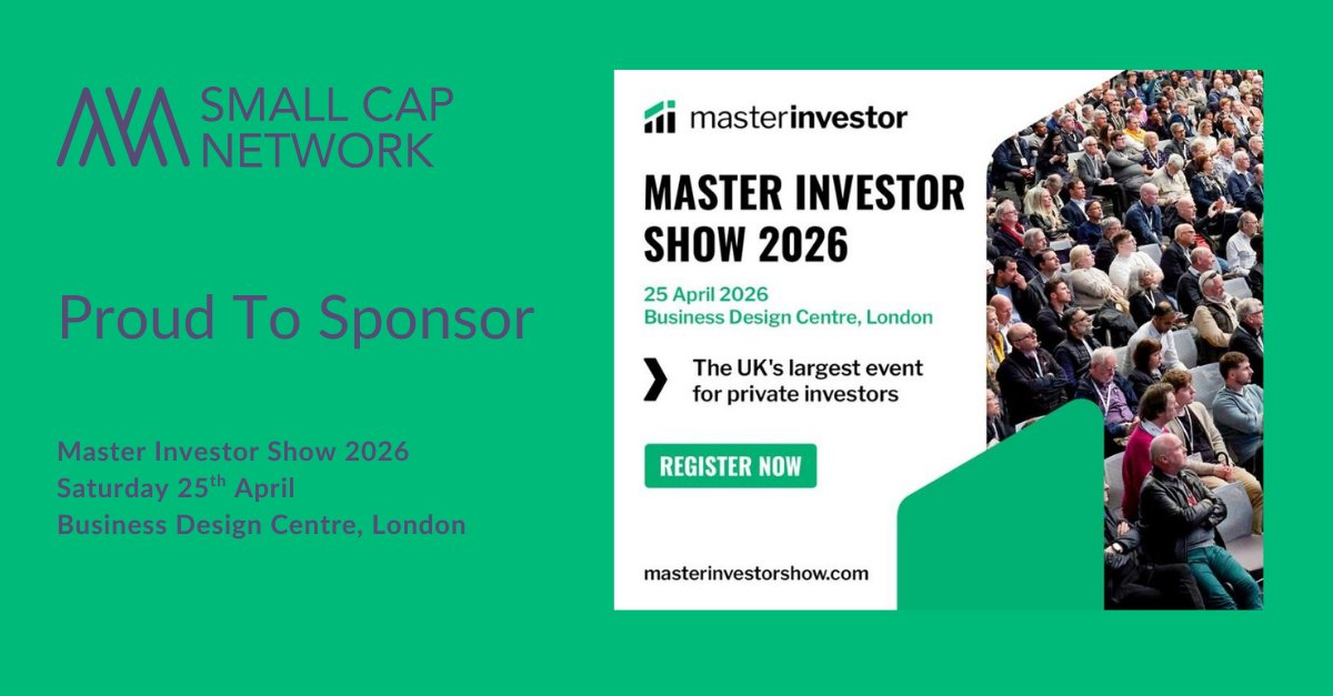 SCE_Club's tweet image. We’re sponsoring the @masterinvestor Show 2026 👏
Fireside chats + presentations from exciting growth companies on the Showcase Stage.
🎟️ Book your FREE ticket with code SCN
👉 bit.ly/48YROJy
#MasterInvestorShow26 #SmallCaps